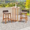 Acacia Wood Bar Stool Set – 2 Stools with Backrests and Footrests